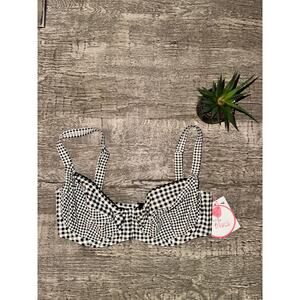 Blush by Profile Gingham‎ Bikini Top| Vintage Underwire Bra Top Swim | M DD/E